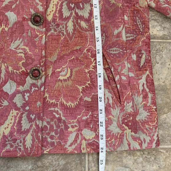 J.Jill Regency Jacquard Tapestry Floral Pink grandma playful jacket Medium - Picture 11 of 15